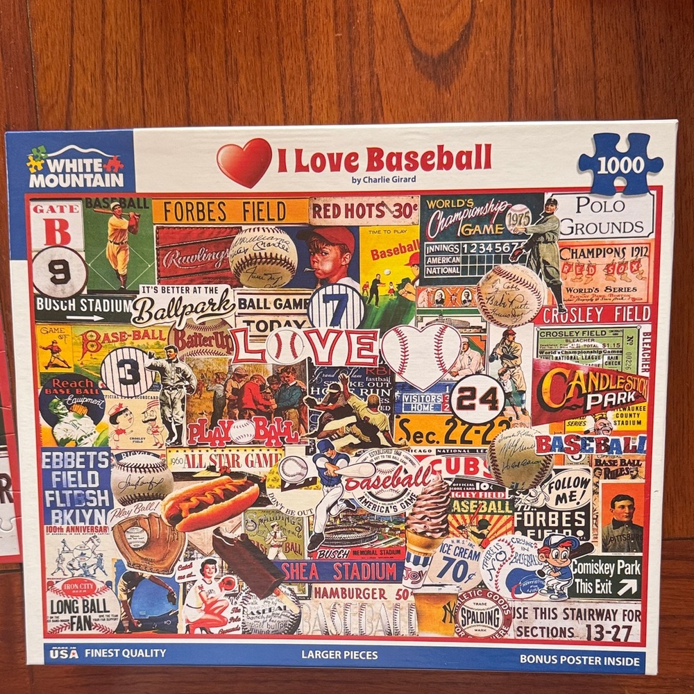 White Mountain I Love Baseball Puzzle - Vibrant Collage